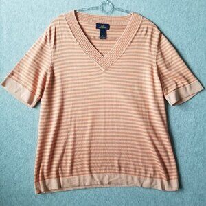 346 Brooks Brothers Silk Blend Striped Short Sleeve Shirt Sweater Preppy Size XL